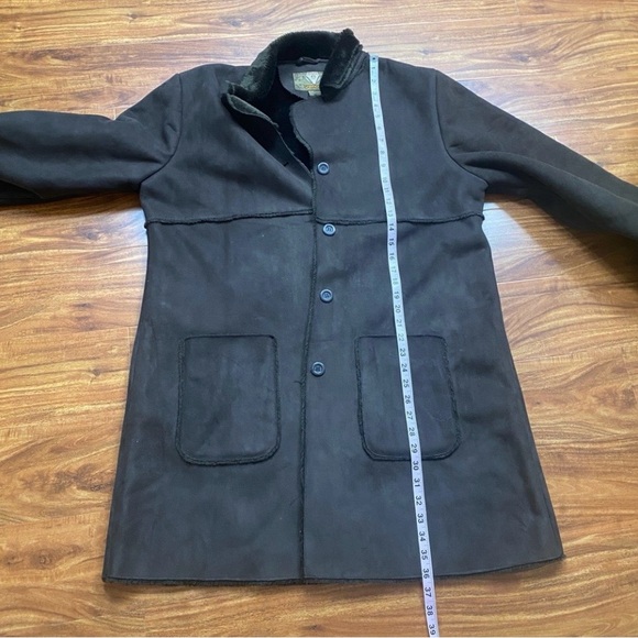 Vintage Venom Women's Brown Sherpa Faux Suede Penny Lane Coat Size XL Streetwear - Picture 15 of 16